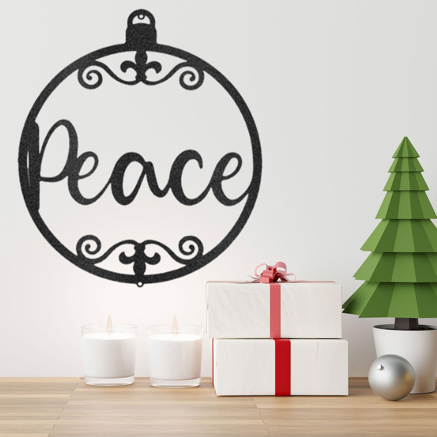 Peace Ornament Indoor Outdoor Steel Holiday Wall Sign