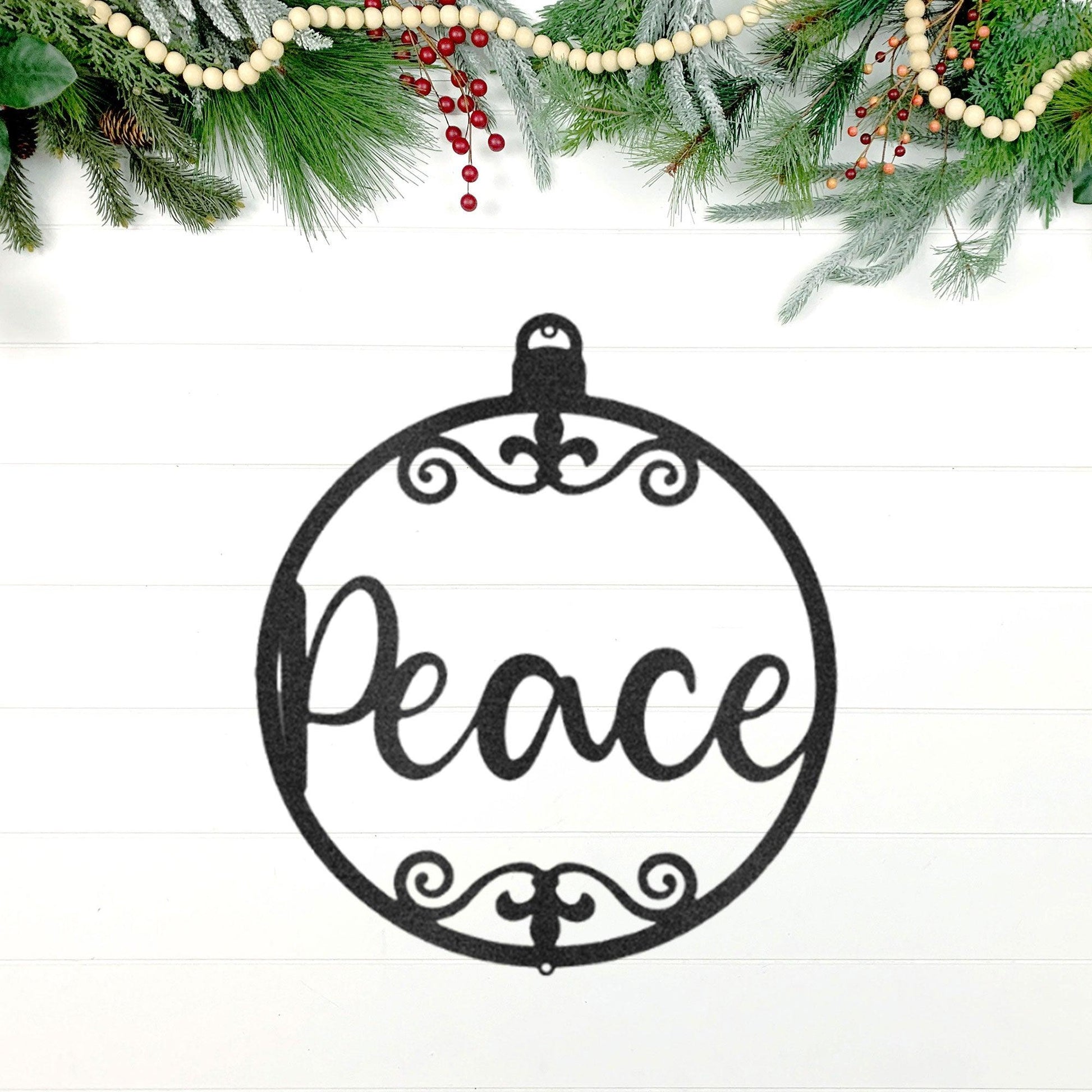 Peace Ornament Indoor Outdoor Steel Holiday Wall Sign