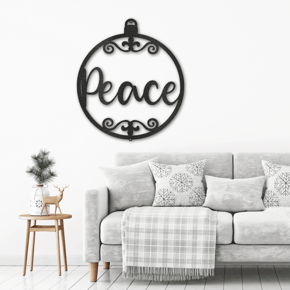 Peace Ornament Indoor Outdoor Steel Holiday Wall Sign