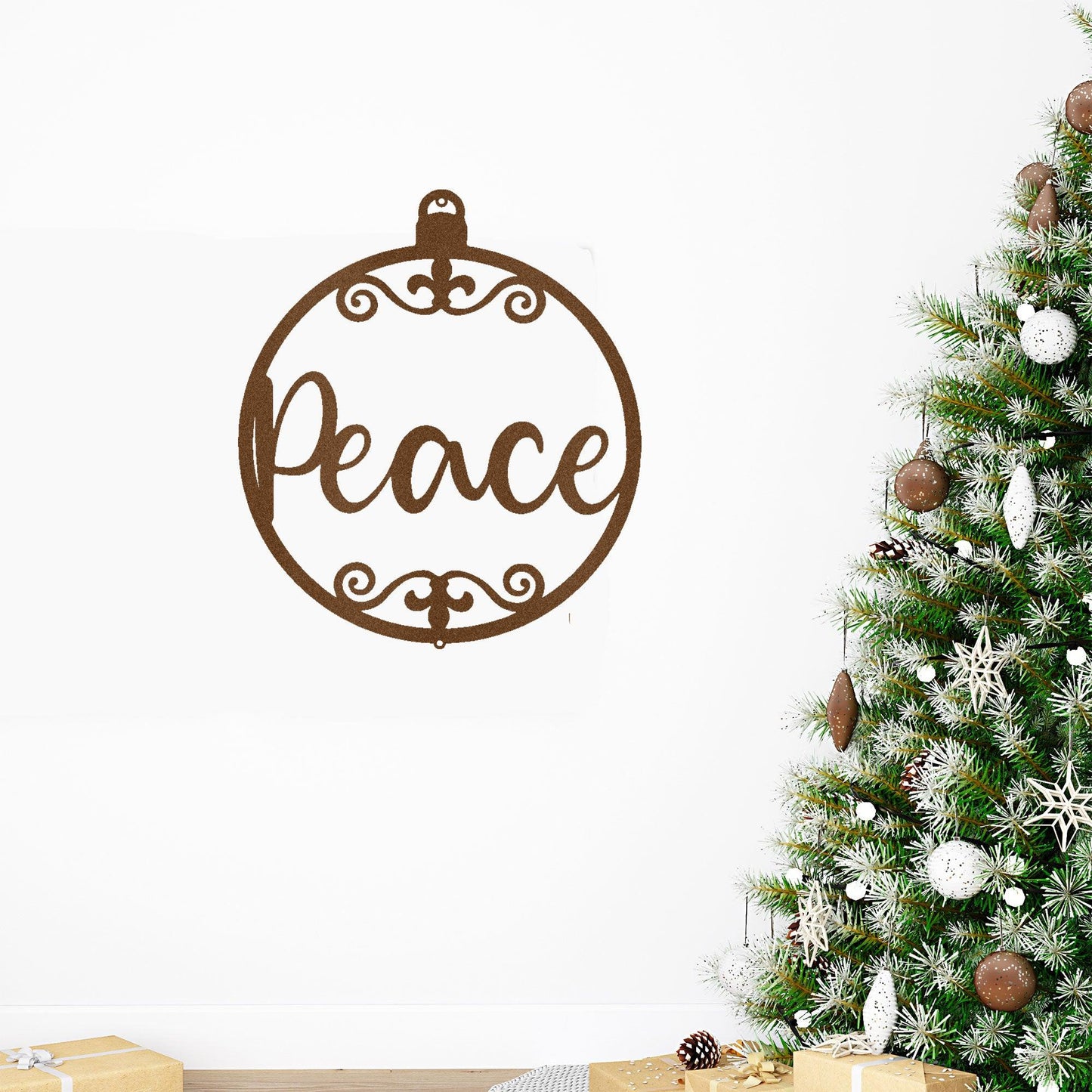Peace Ornament Indoor Outdoor Steel Holiday Wall Sign