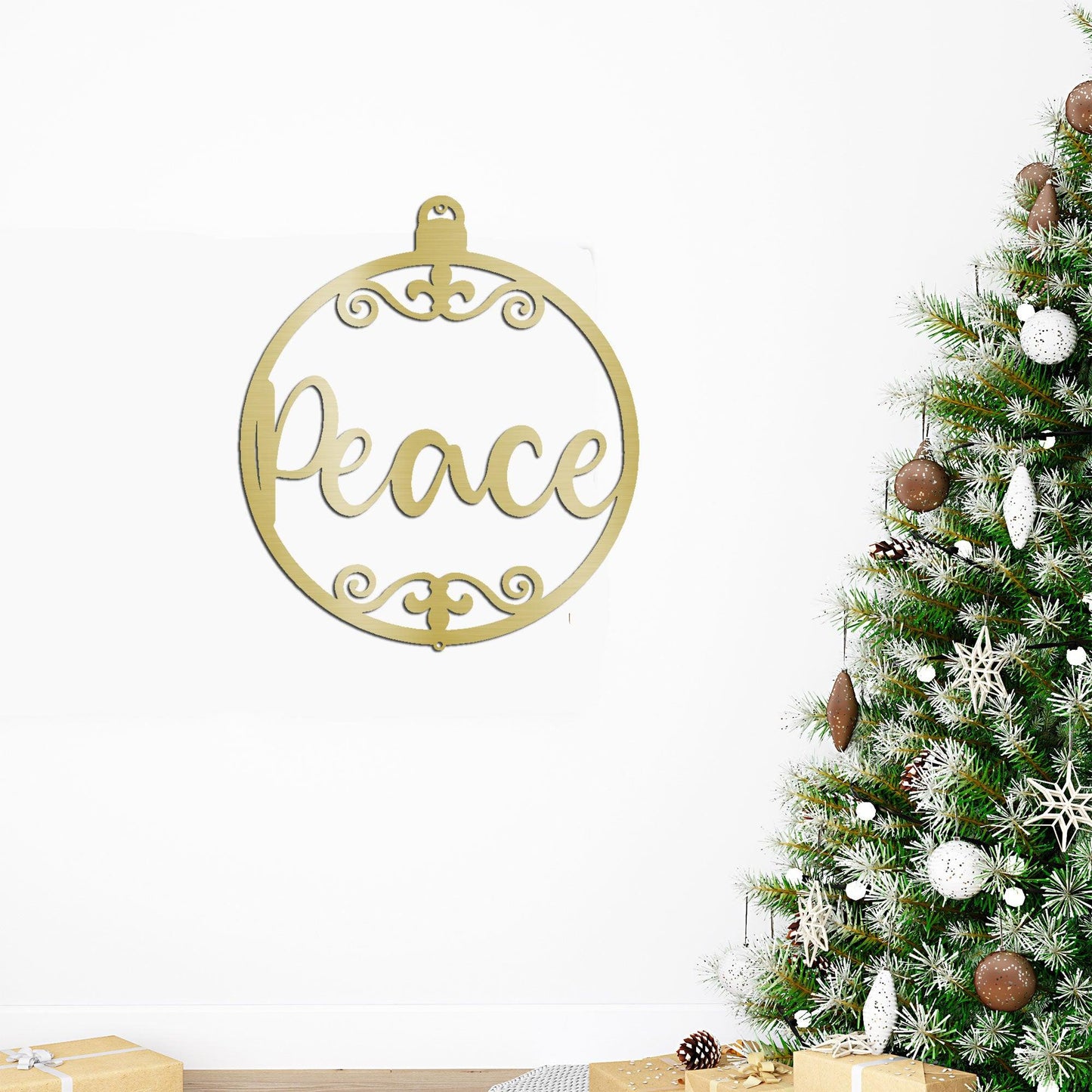 Peace Ornament Indoor Outdoor Steel Holiday Wall Sign