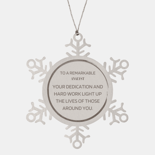 Remarkable Analyst Gifts, Your dedication and hard work, Inspirational Birthday Christmas Unique Snowflake Ornament For Analyst, Coworkers, Men, Women, Friends