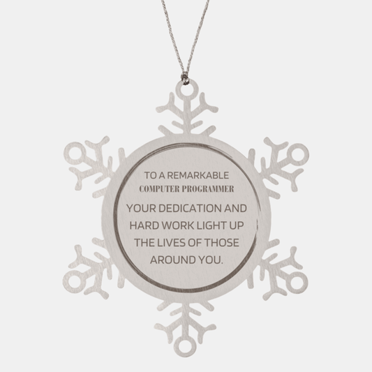 Remarkable Computer Programmer Gifts, Your dedication and hard work, Inspirational Birthday Christmas Unique Snowflake Ornament For Computer Programmer, Coworkers, Men, Women, Friends