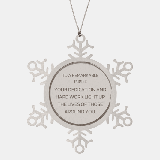 Remarkable Farmer Gifts, Your dedication and hard work, Inspirational Birthday Christmas Unique Snowflake Ornament For Farmer, Coworkers, Men, Women, Friends