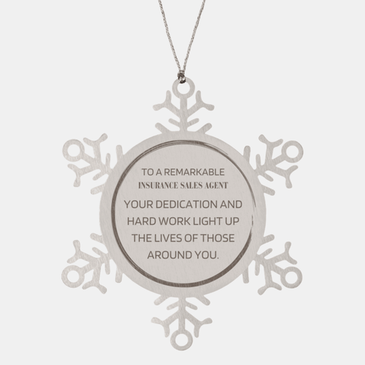 Remarkable Insurance Sales Agent Gifts, Your dedication and hard work, Inspirational Birthday Christmas Unique Snowflake Ornament For Insurance Sales Agent, Coworkers, Men, Women, Friends