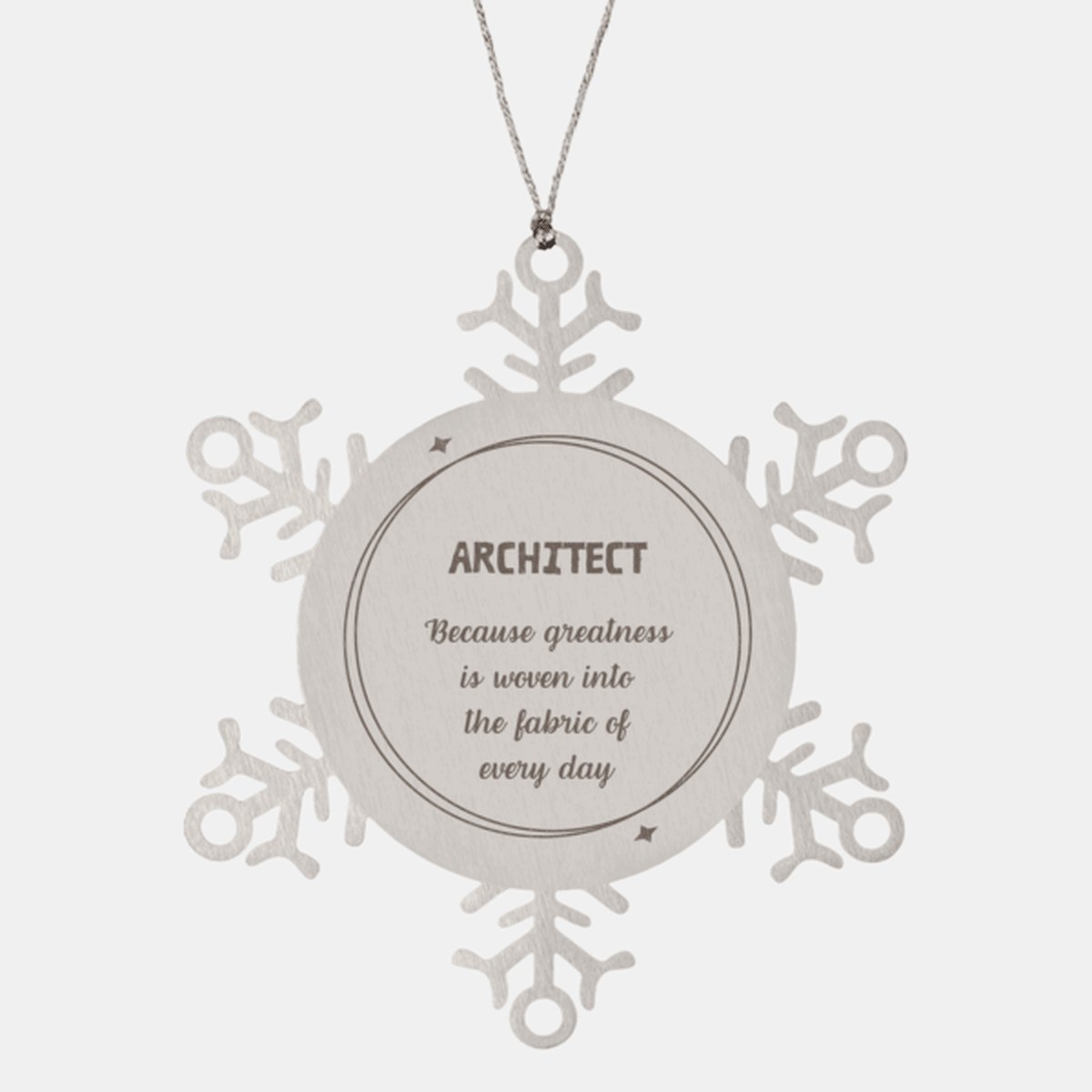 Sarcastic Architect Snowflake Ornament Gifts, Christmas Holiday Gifts for Architect Ornament, Architect: Because greatness is woven into the fabric of every day, Coworkers, Friends