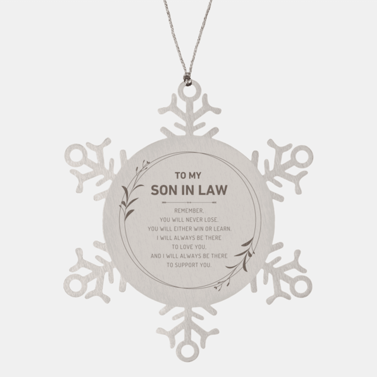 Son In Law Ornament Gifts, To My Son In Law Remember, you will never lose. You will either WIN or LEARN, Keepsake Snowflake Ornament For Son In Law, Birthday Christmas Gifts Ideas For Son In Law X-mas Gifts
