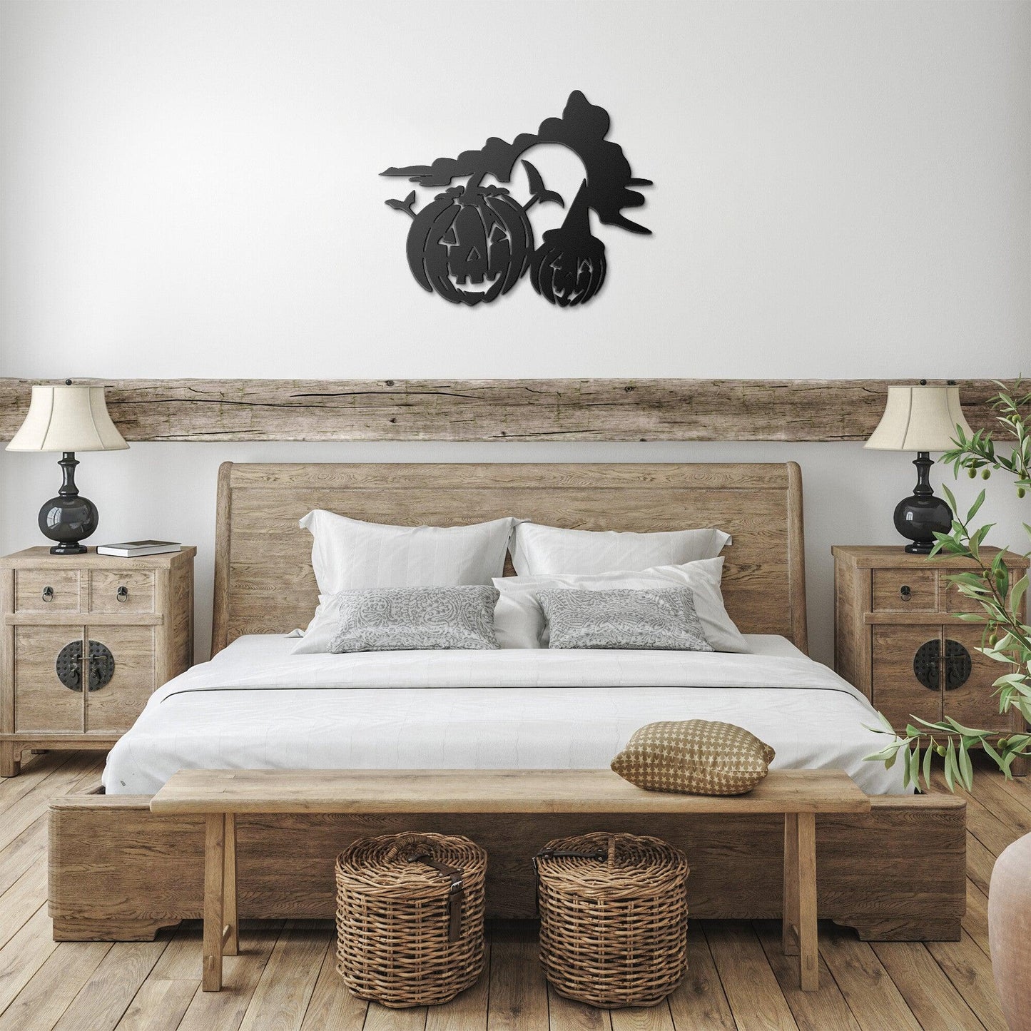 Spooky Halloween Pumpkins Metal Wall Art Sign - Mallard Moon Gift Shop