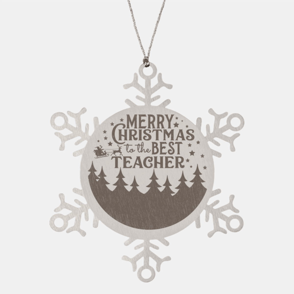 Teacher Gift, Merry Christmas to the Best Teacher, Snowflake Laser Engraved Steel Christmas Ornament, Funny Sarcastic Gifts, Novelty Gifts for Men, Women, Coworkers, Keepsake Teacher Ornament