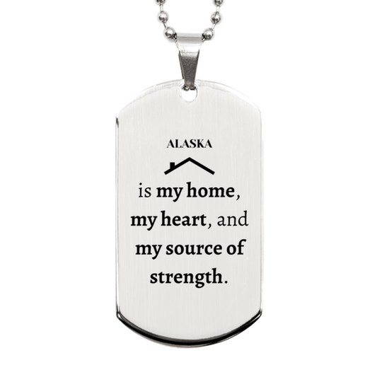 Alaska is my home Gifts, Lovely Alaska Birthday Christmas Silver Dog Tag For People from Alaska, Men, Women, Friends - Mallard Moon Gift Shop