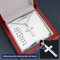 Gift for Husband - Love of my Life - Engraved Back Cross Pendant Necklace - Mallard Moon Gift Shop