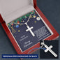 Grandson Personalized Christmas Cross Pendant Necklace - Mallard Moon Gift Shop