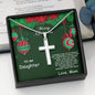 Merry Christmas to Daughter Personalized Cross Pendant Necklace - Mallard Moon Gift Shop