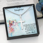 Daughter Personalized Cross Pendant Necklace with Cat Message Card and Gift Box - Mallard Moon Gift Shop