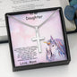 Daughter Personalized Cross Pendant Necklace with Unicorn Message Card and Gift Box - Mallard Moon Gift Shop
