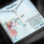Daughter Personalized Cross Pendant Necklace with Cat Message Card and Gift Box - Mallard Moon Gift Shop
