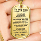 To My Son, Always in Your Heart, Love Mom Necklace - Mallard Moon Gift Shop