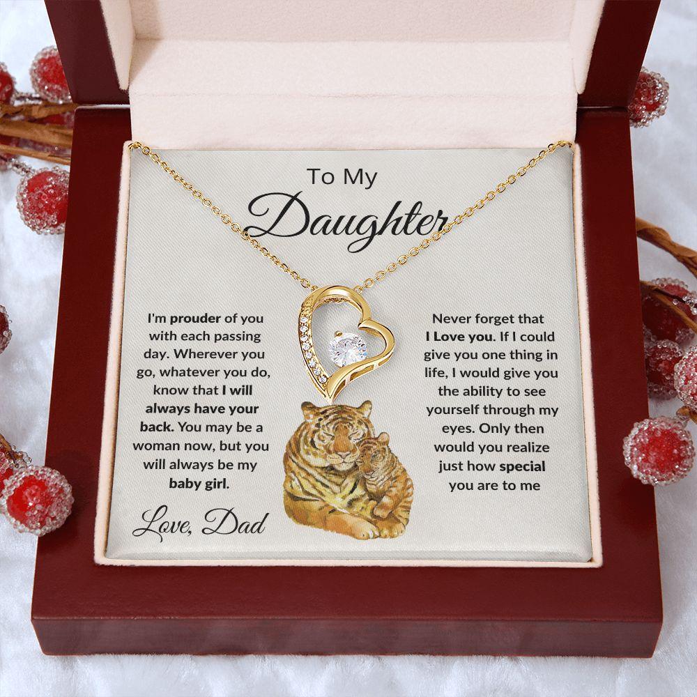To My Daughter Love Proud Dad Heart Pendant Necklace - Mallard Moon Gift Shop