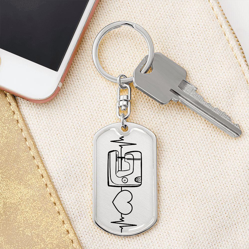 Sewing Quilting Love Personalized Engraved Dog Tag Keychain - Mallard Moon Gift Shop