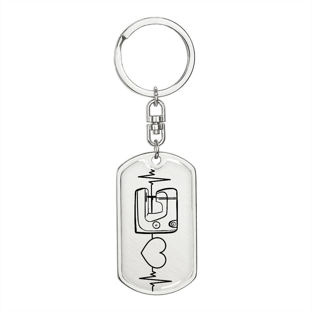 Sewing Quilting Love Personalized Engraved Dog Tag Keychain - Mallard Moon Gift Shop