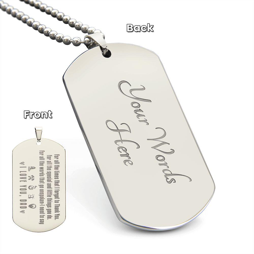 To My Firefighter Dad Engraved Dog Tag Necklace - Mallard Moon Gift Shop