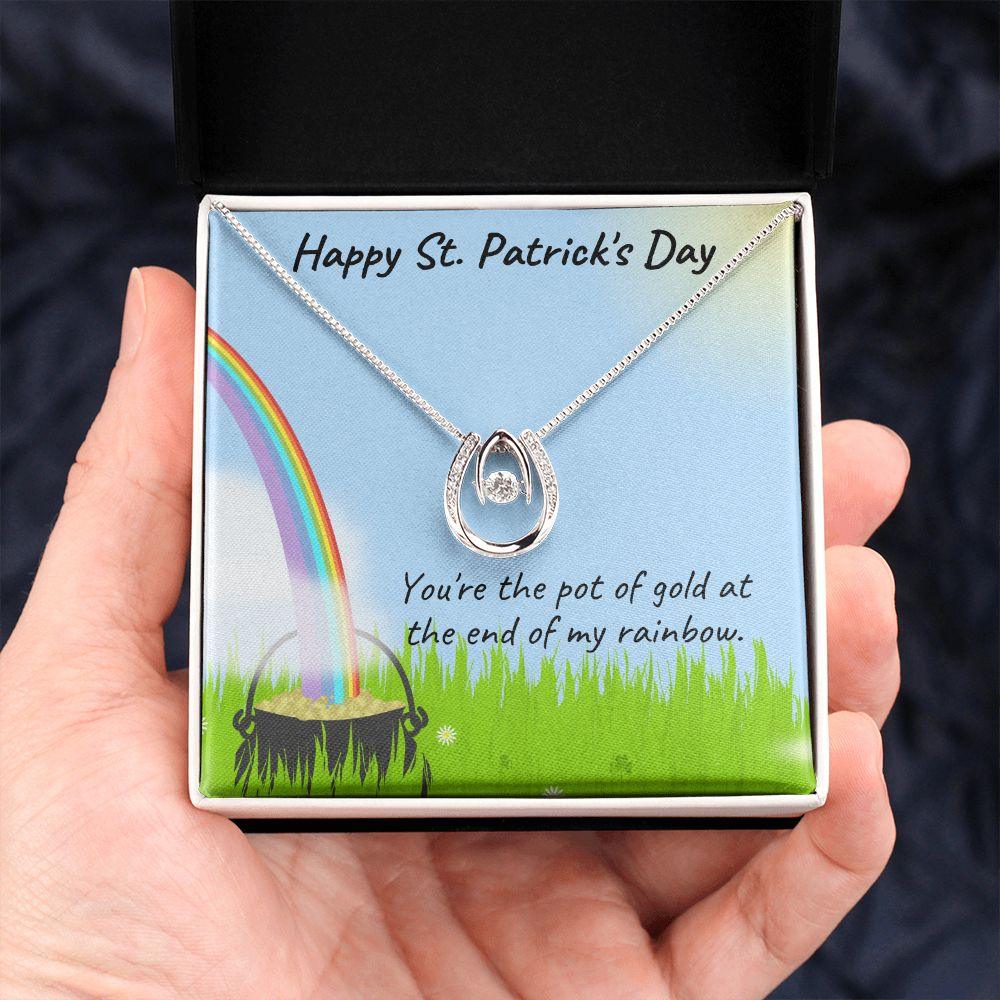 Happy St. Patrick's Day Gift - Pot of Gold - Lucky in Love Necklace - Mallard Moon Gift Shop