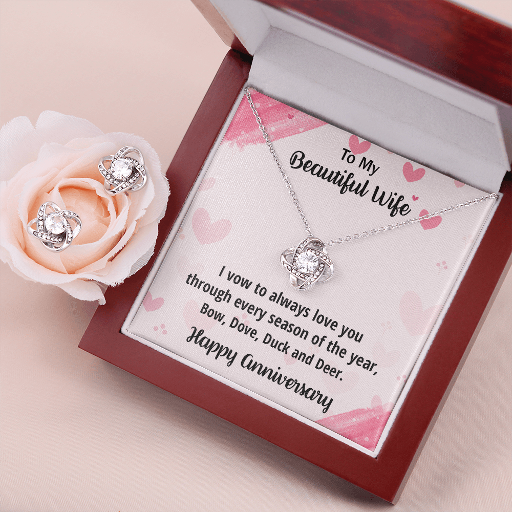 Anniversary Gift for Beautiful Wife from a Hunter Husband CZ Necklace and Earring Set - Mallard Moon Gift Shop