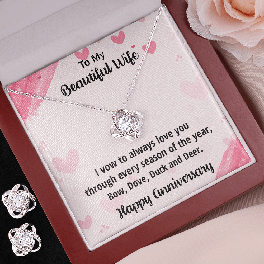 Anniversary Gift for Beautiful Wife from a Hunter Husband CZ Necklace and Earring Set - Mallard Moon Gift Shop