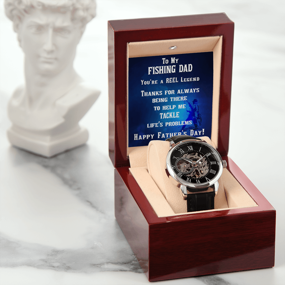 Father's Day Gift for a Fisherman Dad Openwork Watch - Mallard Moon Gift Shop