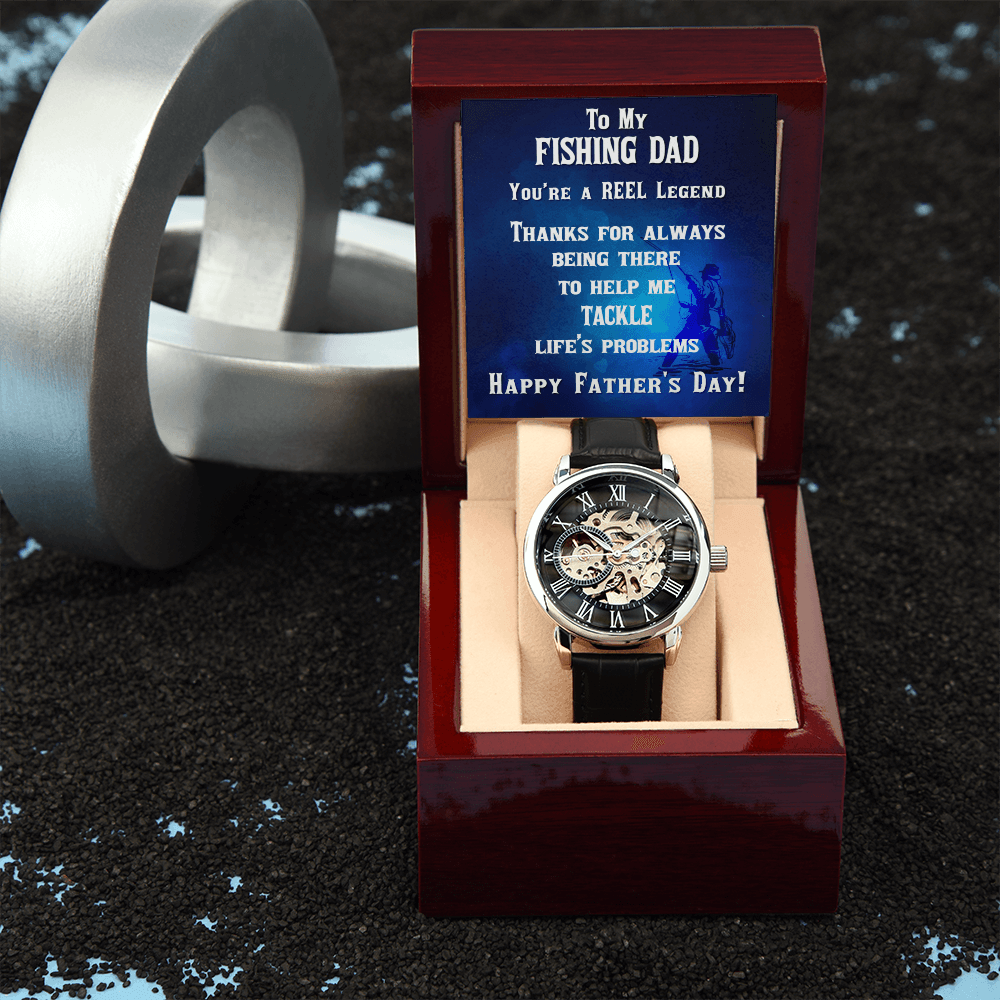 Father's Day Gift for a Fisherman Dad Openwork Watch - Mallard Moon Gift Shop
