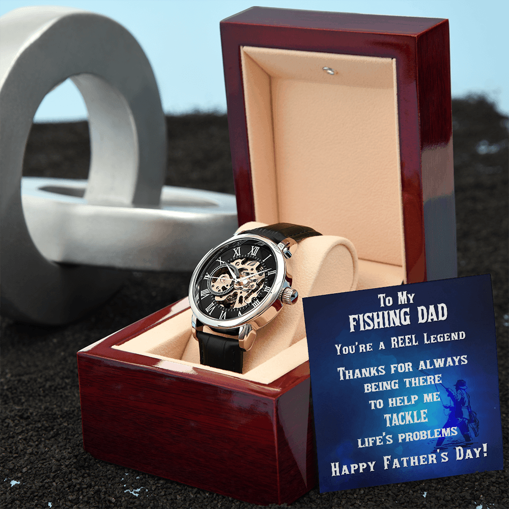 Father's Day Gift for a Fisherman Dad Openwork Watch - Mallard Moon Gift Shop