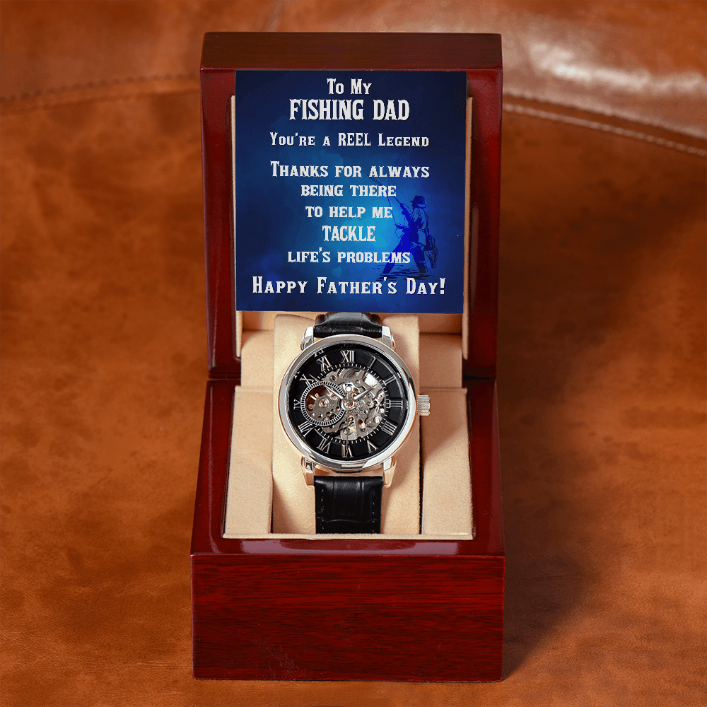 Father's Day Gift for a Fisherman Dad Openwork Watch - Mallard Moon Gift Shop