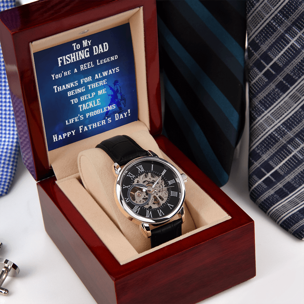 Father's Day Gift for a Fisherman Dad Openwork Watch - Mallard Moon Gift Shop