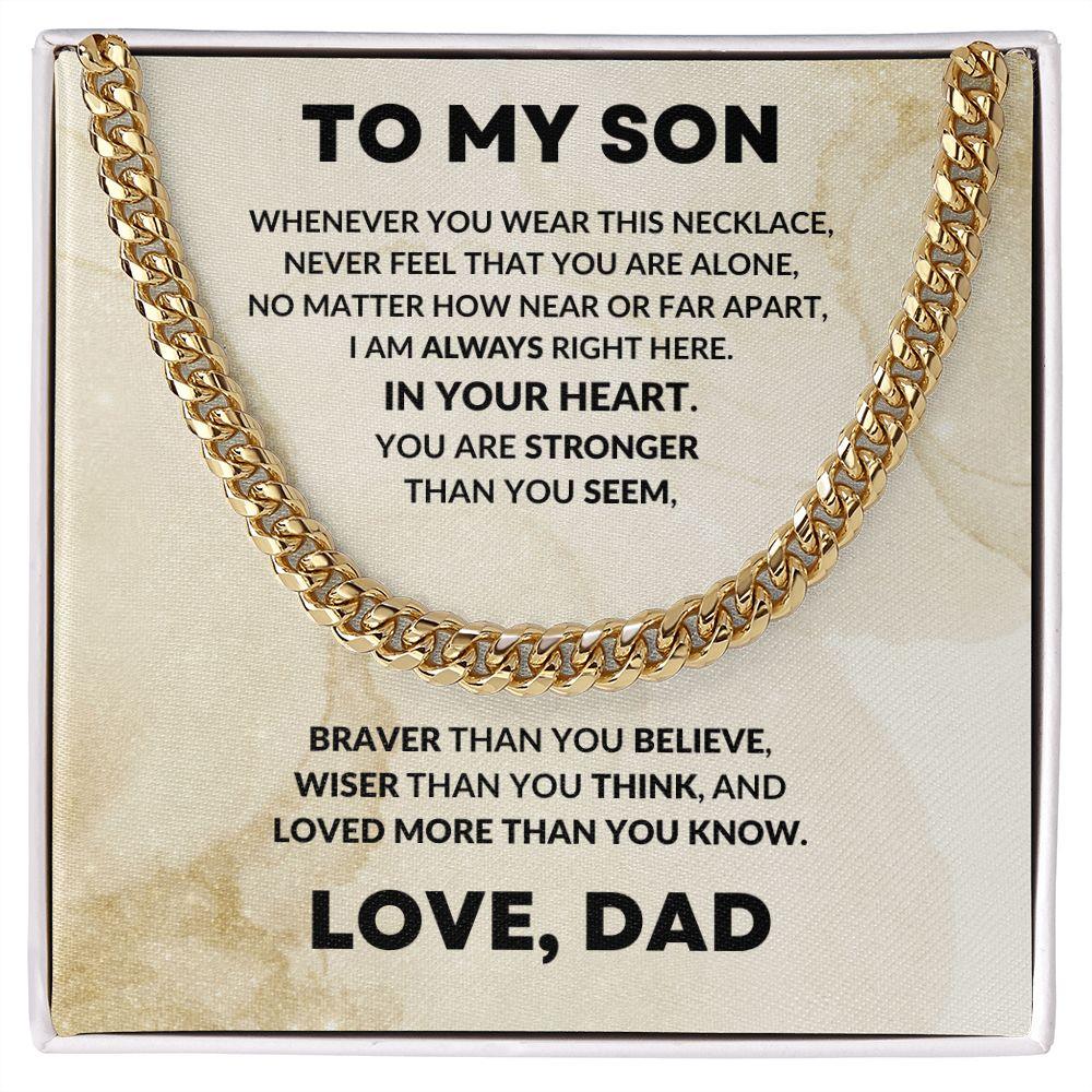 To My Son Love Dad Cuban Chain Link Necklace - Mallard Moon Gift Shop
