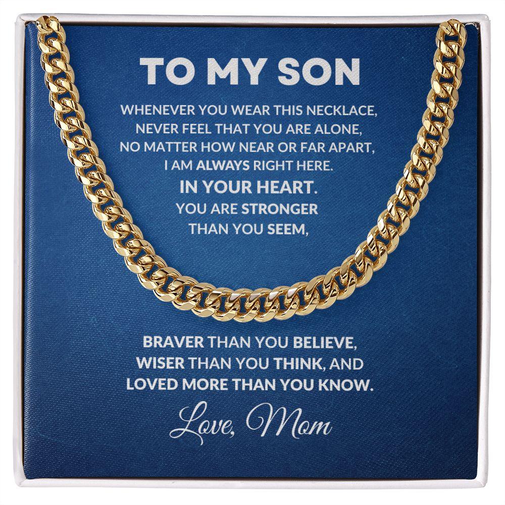 To My Son Love Mom Cuban Chain Link Necklace - Mallard Moon Gift Shop