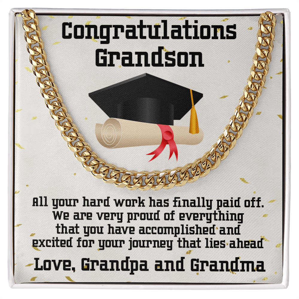 Grandson Graduation 2022 Congratulations Cuban Chain Link Necklace - Mallard Moon Gift Shop