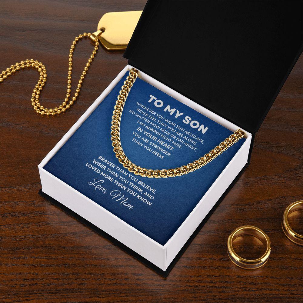 To My Son Love Mom Cuban Chain Link Necklace - Mallard Moon Gift Shop