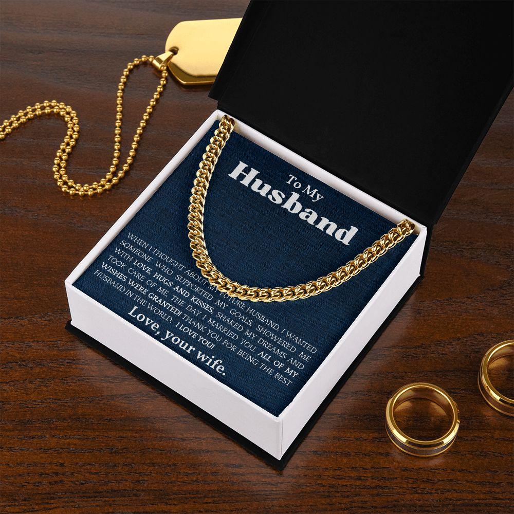 To The Best Husband In The World Cuban Link Chain Necklace - Mallard Moon Gift Shop