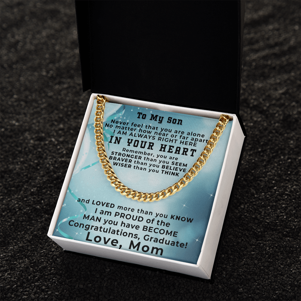 Son Graduation Gift from Proud Mom Cuban Link Chain Necklace - Mallard Moon Gift Shop
