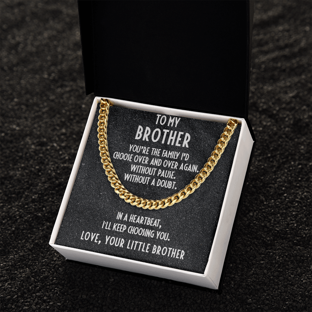 Gift for Brother from Little Brother Adjustable Cuban Link Chain Necklace - Mallard Moon Gift Shop