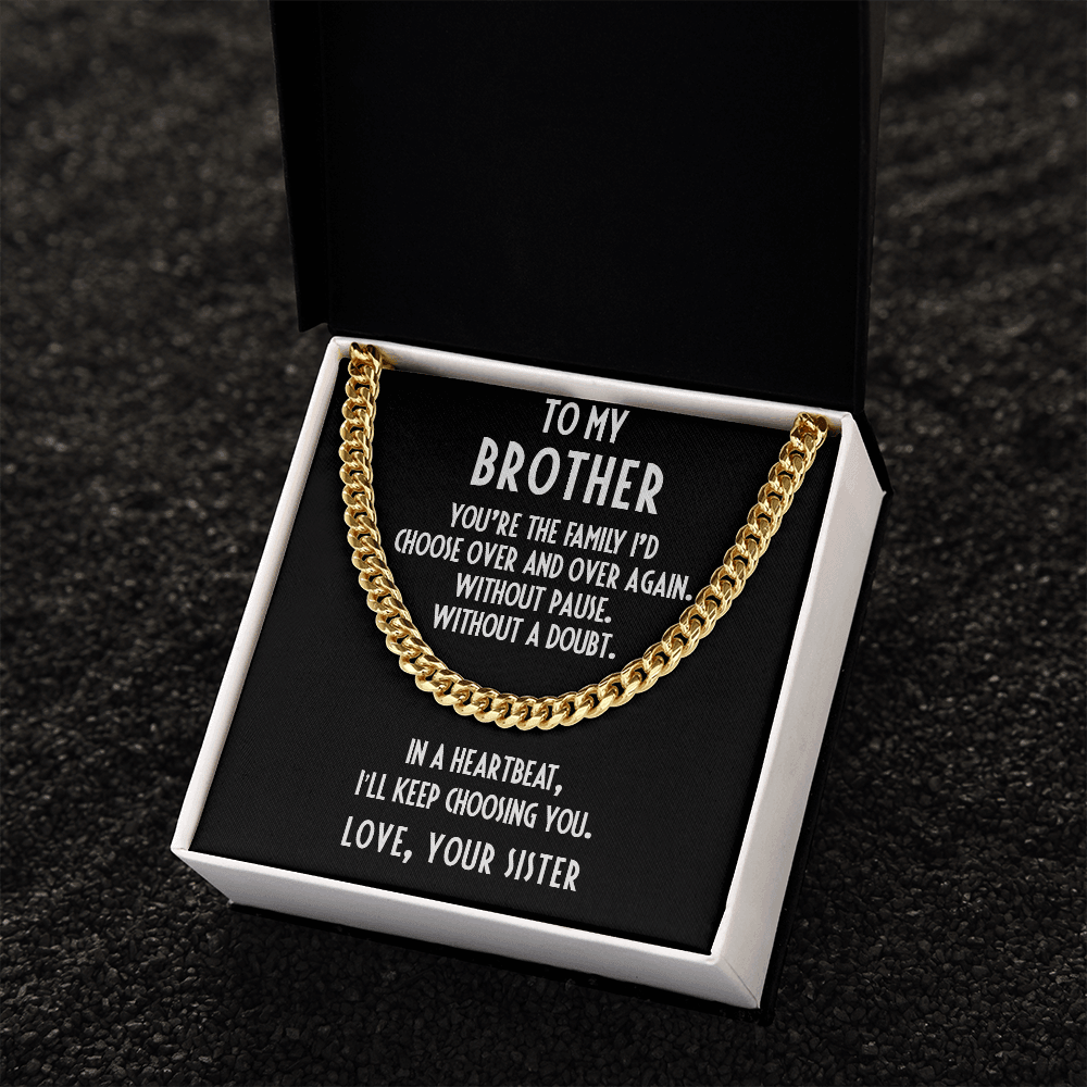 Brother Gift from Sister Adjustable Cuban Link Chain Necklace - Mallard Moon Gift Shop