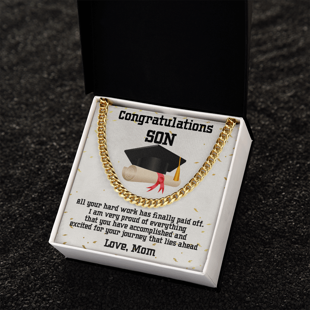 Son Graduation 2022 Congratulations Mom Cuban Link Chain Necklace - Mallard Moon Gift Shop