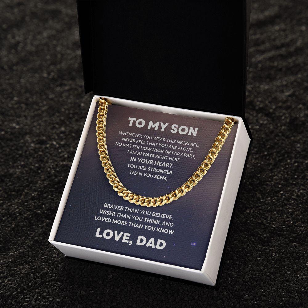 To My Son From Dad Cuban Chain Link Necklace - Mallard Moon Gift Shop