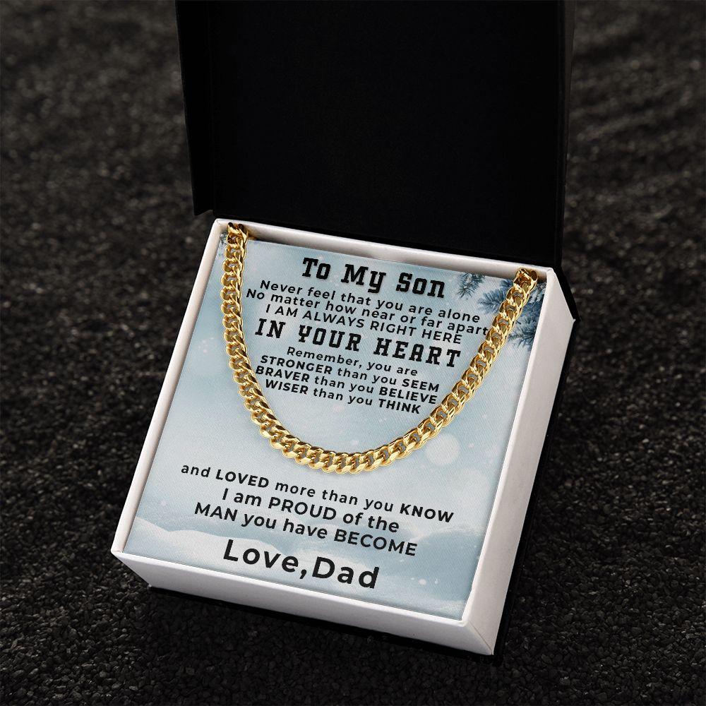 Gift for Adult Son from Dad Thick Chain Link Necklace Custom Message Card Gift Box - Mallard Moon Gift Shop