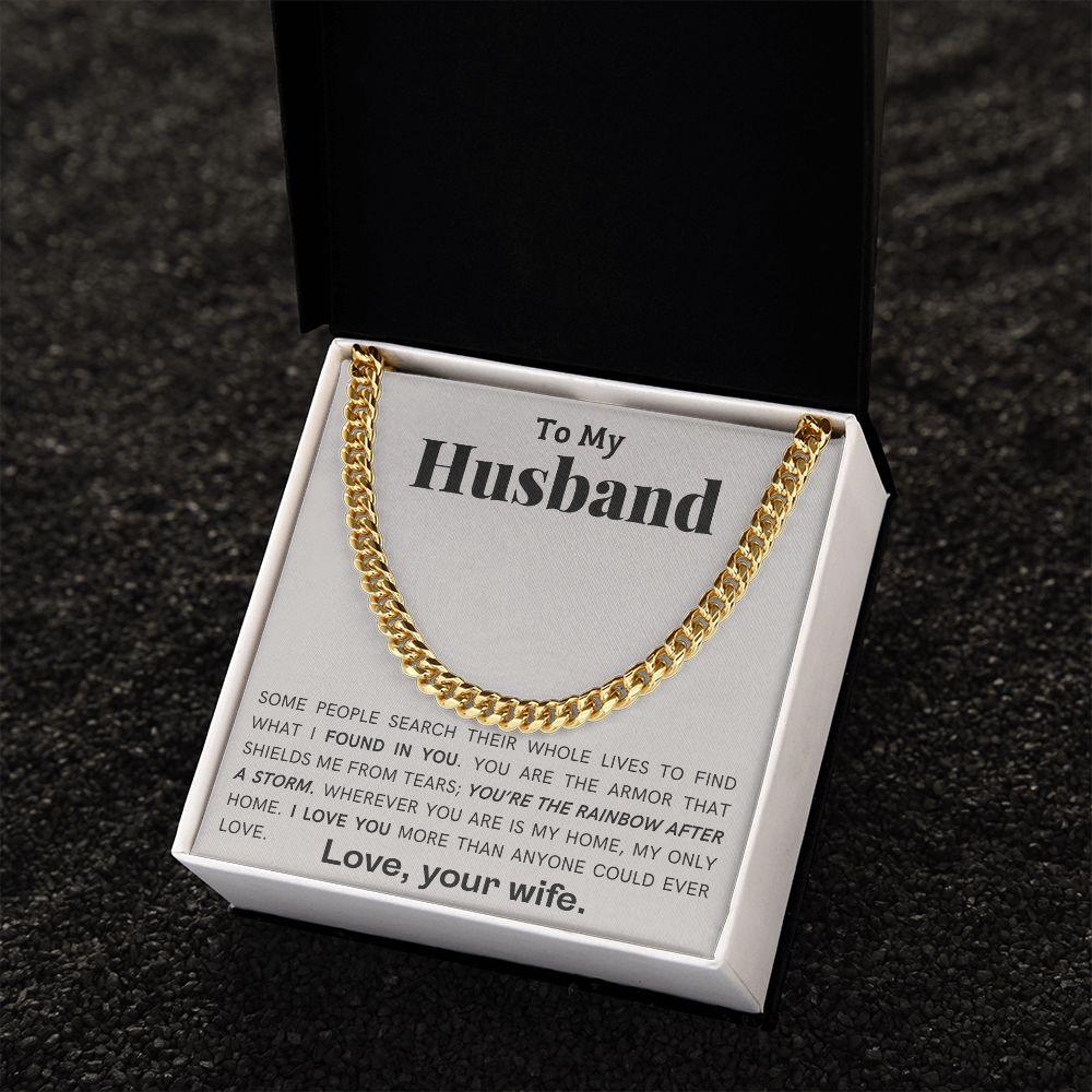 To My Husband - My Armor - Cuban Link Chain Necklace - Mallard Moon Gift Shop