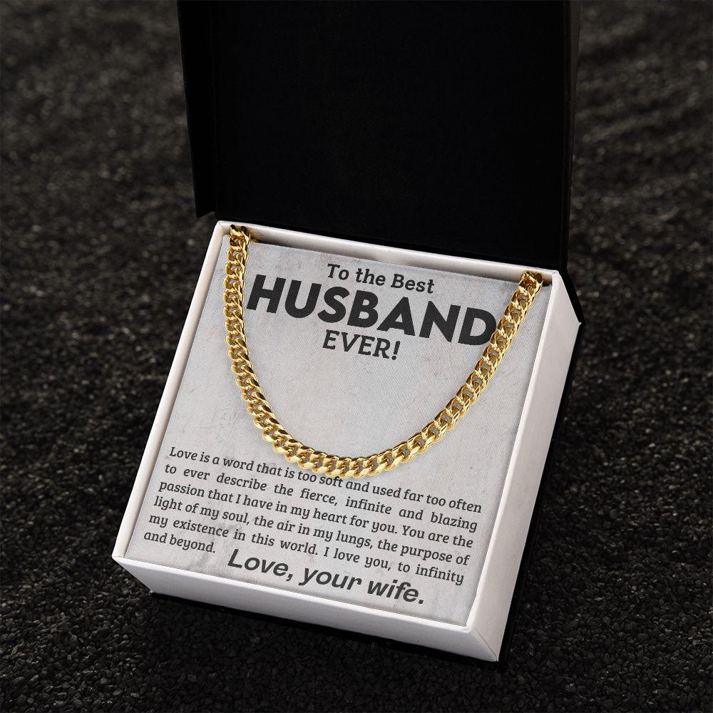 To My Husband -Love You to Infinity and Beyond - Cuban Link Chain Necklace - Mallard Moon Gift Shop