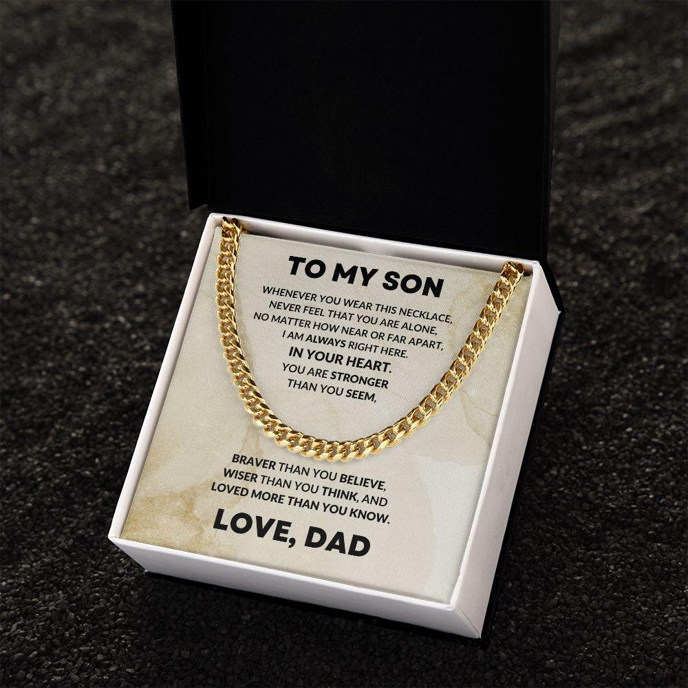 To My Son Love Dad Cuban Chain Link Necklace - Mallard Moon Gift Shop