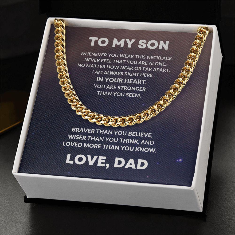 To My Son From Dad Cuban Chain Link Necklace - Mallard Moon Gift Shop