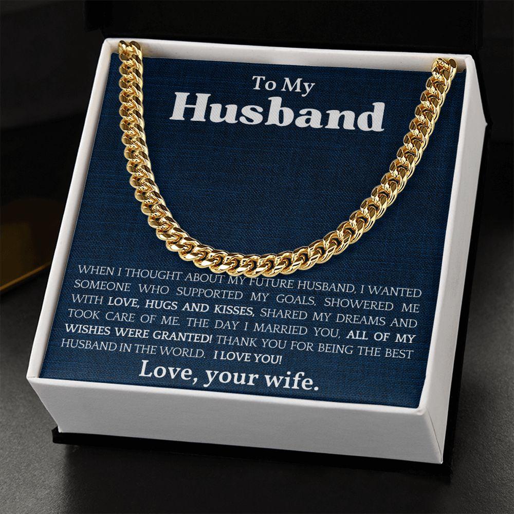To The Best Husband In The World Cuban Link Chain Necklace - Mallard Moon Gift Shop