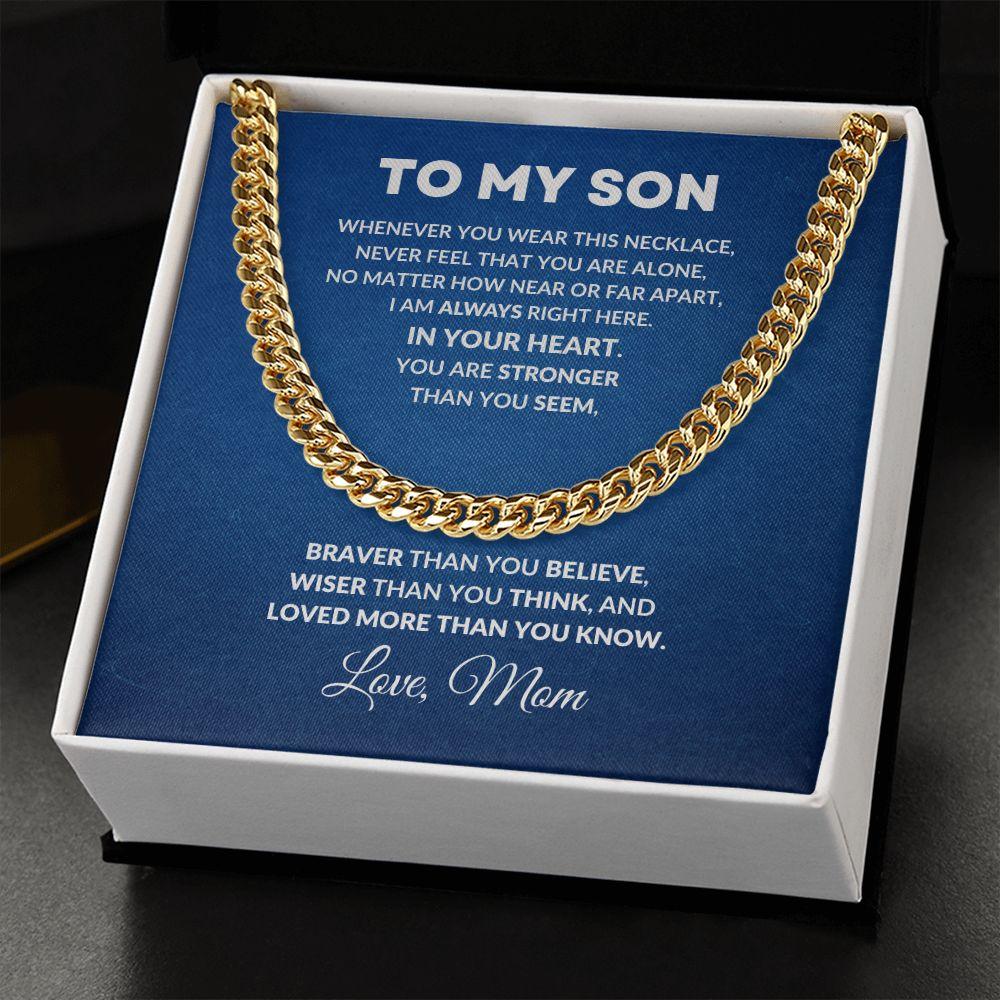 To My Son Love Mom Cuban Chain Link Necklace - Mallard Moon Gift Shop